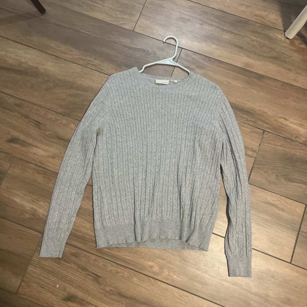 Gray Knit Crewneck Sweater